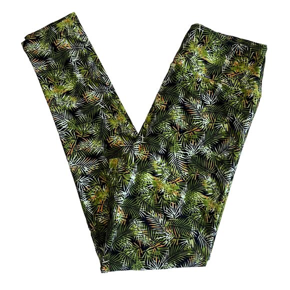 Lularoe OS Leggings PALM PLANT BOTANICAL‎ PRINT One Size - Picture 1 of 5
